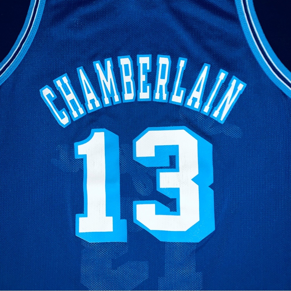 Rare Vintage Champion Wilt Chamberlain LA Lakers #13 Blue Jersey Gold Logo 40 M - Picture 9 of 10